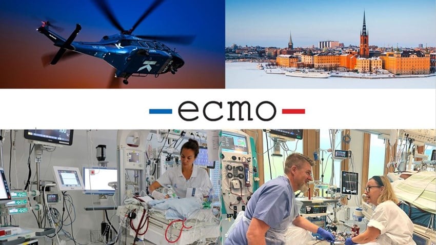 Bild på ECMO och helikopter