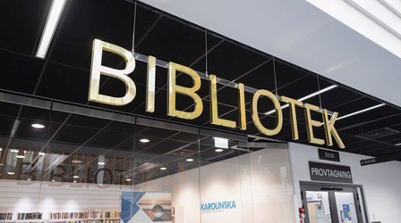 Skylt med texten Bibliotek 