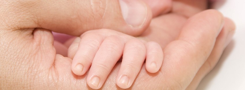 Portrait Of Baby, Father And Their Hand