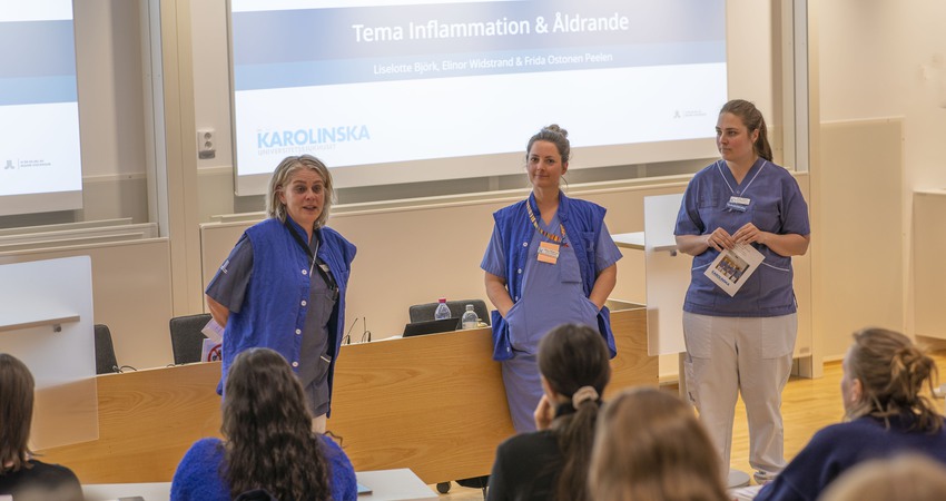 SSK Liselotte Björk, Omvårdnadschef Elinor Widstrand och SSK Frida Ostonen Peelen föreläser om Tema Inflammation och Åldrande