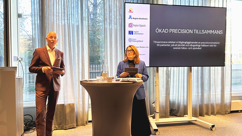 Två personer presenterar