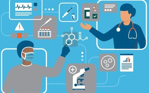 Doctors and scientists working together: treatment, medical research and innovation