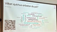 En powerpoint som visar ett stort ordmoln med namn på alla de olika sjukhus som deltar i utbildningen.