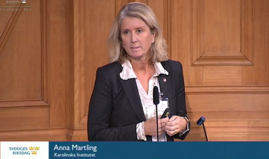Anna Martling talar inför Socialutskottet