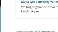 Exempel på hur e-postlänken Emilie Holmstrand visas i webbläsarens fönster > mailto:emilie.holmstrand@sll.se