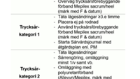 Vitt fickkort som visar trycksårsåtgärder.